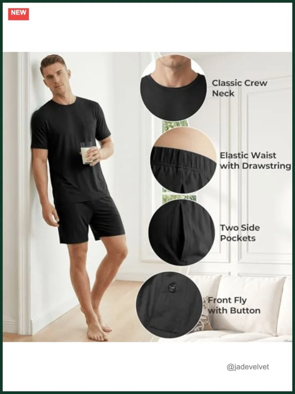 Men's Cooling Bamboo Viscose Pajama Set - Short Sleeve & Shorts